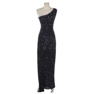 Theia Blue Sequined One-Shoulder Evening Dress - Size 4